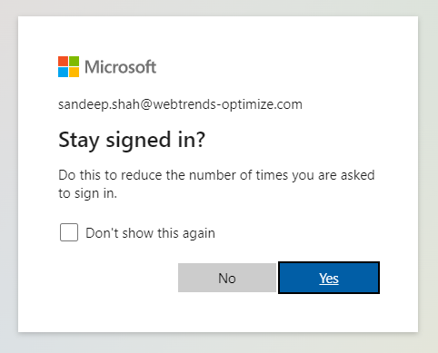 Login with Microsoft screen 5